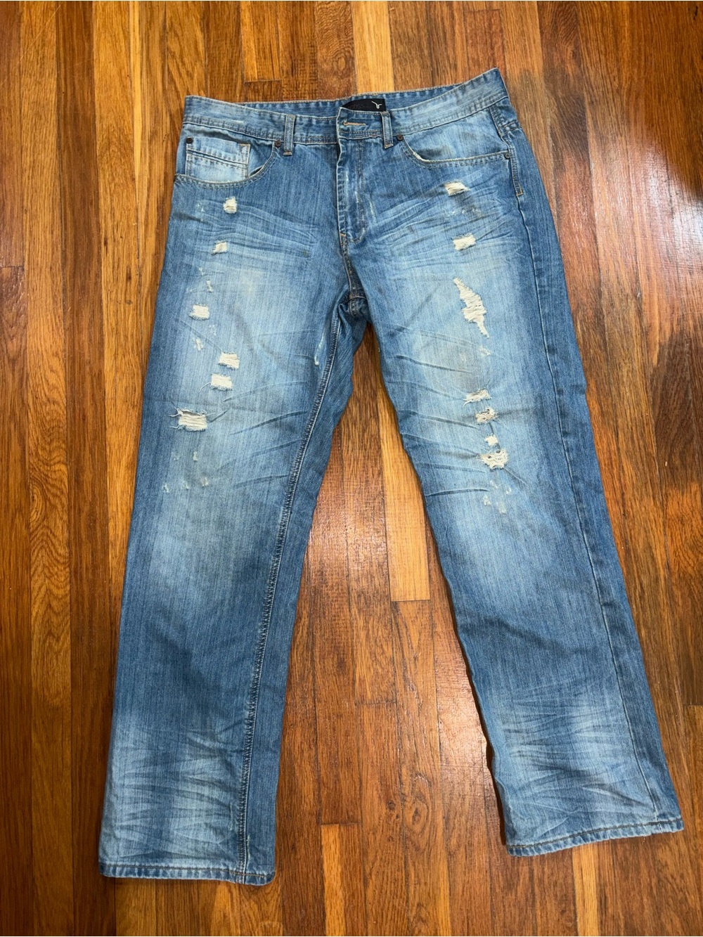 Vigoss Light Blue Distressed Straight Jeans